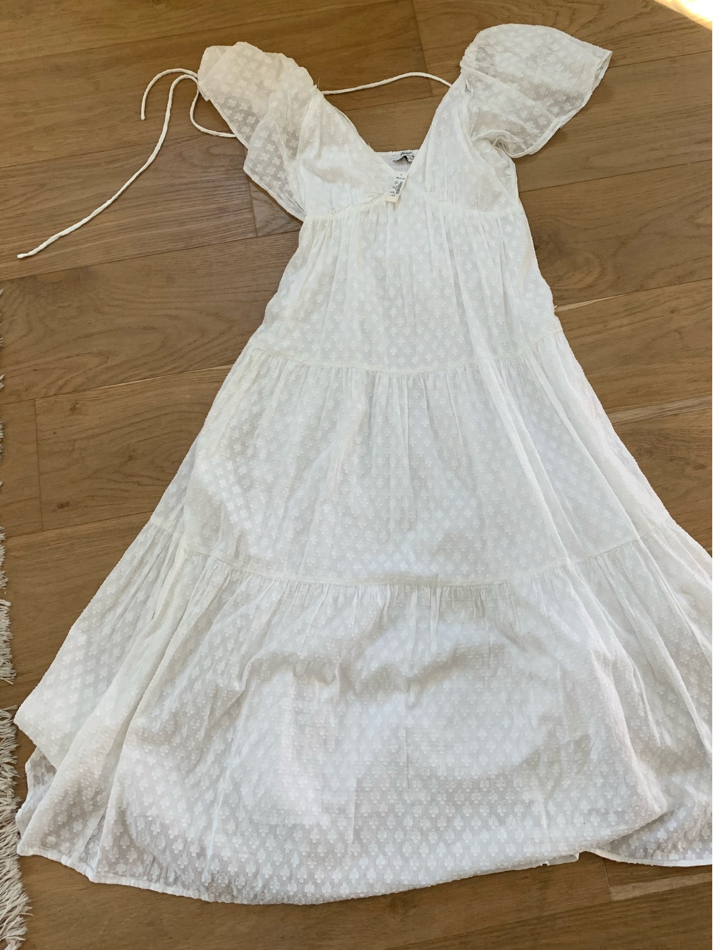 Madewell White Tie Back Flutter Sleeve Midi Sundress XXS 00 - Picture 8 of 9